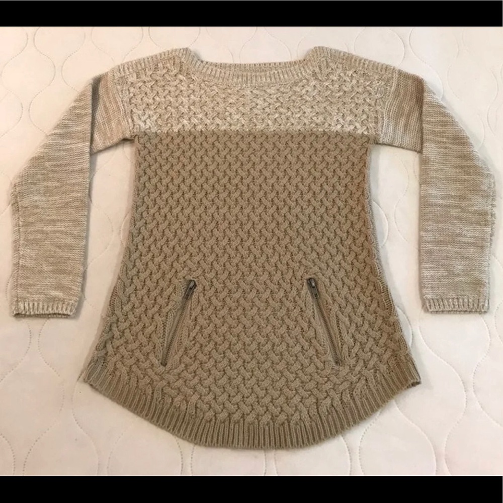 Beige Warm Sweater with Zippers